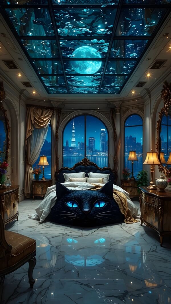 Modern black cat bedroom